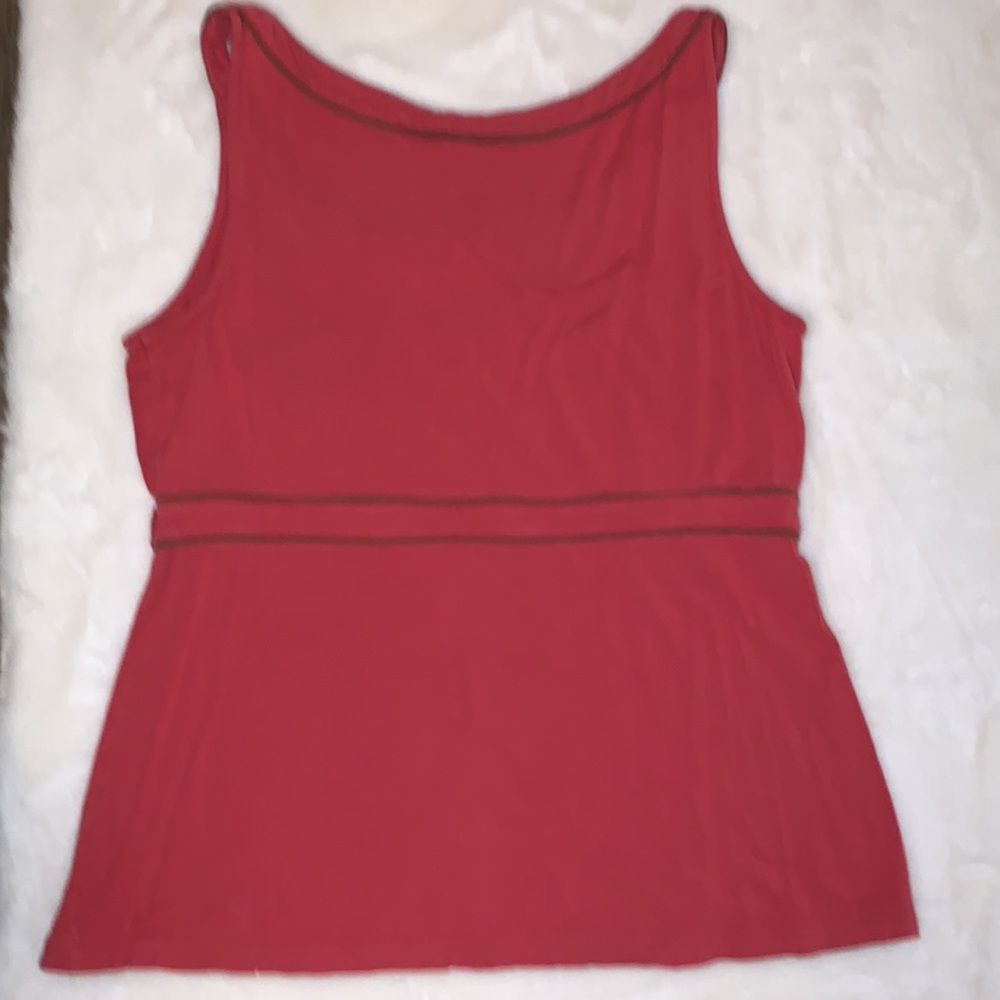 Moth / Anthropology Tank Top XL Coral w/ tan trim - Picture 5 of 5